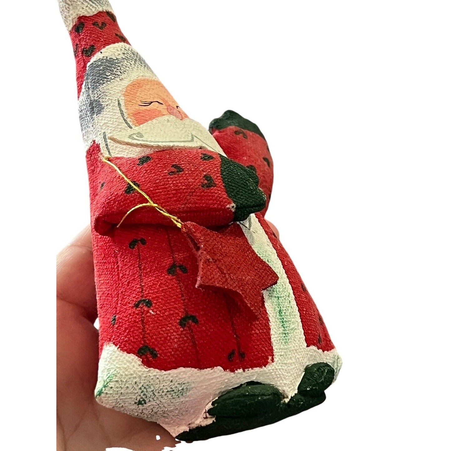 Santa Claus Hand Painted Canvas Christmas Ornament Holiday Pillow Painted