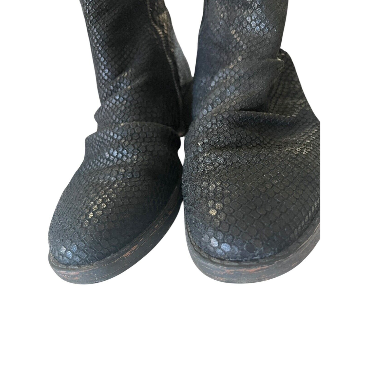 OTBT Boots Womens 8 M Yokel Shoes Black Leather Snakeskin Zipper Ankle Casual