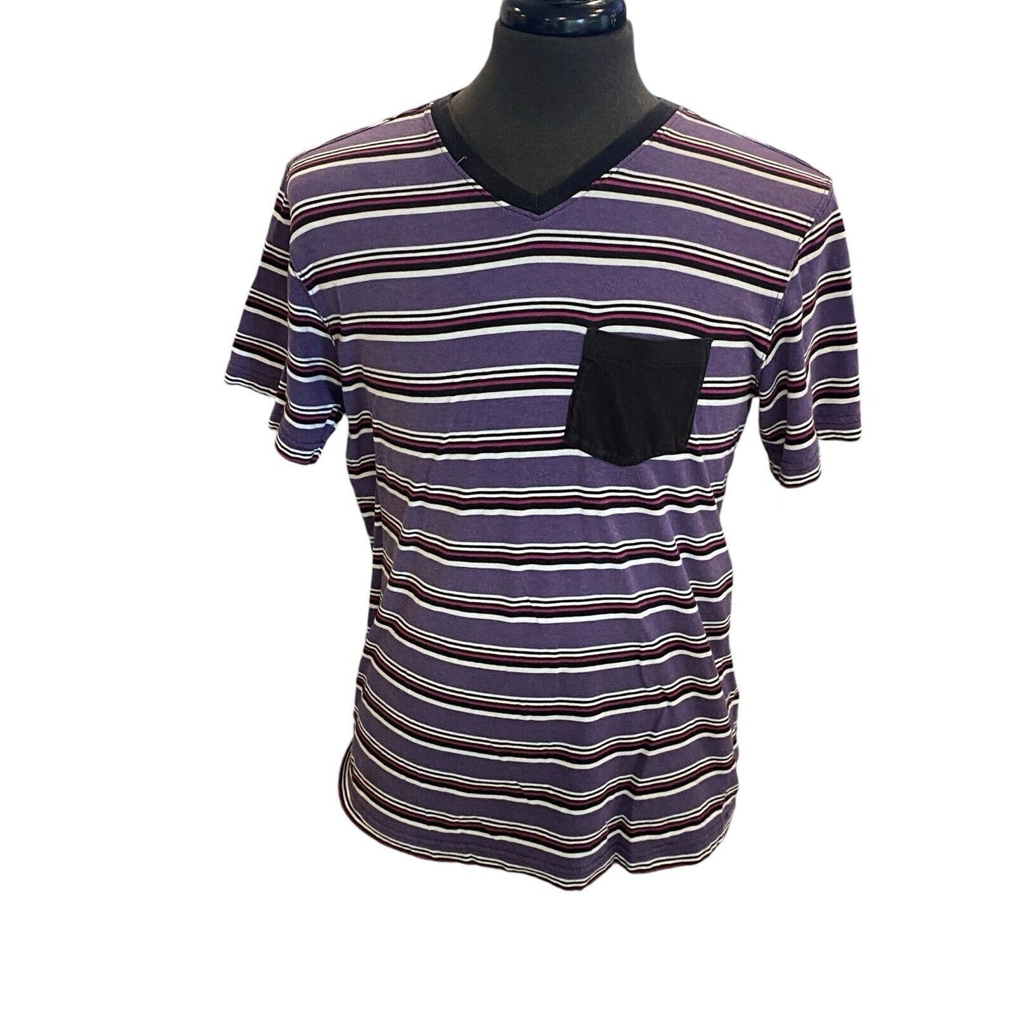 Size Medium OP Striped Pocket T Shirt Short Sleeve V-Neck