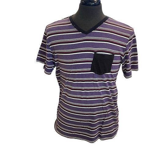 Size Medium OP Striped Pocket T Shirt Short Sleeve V-Neck