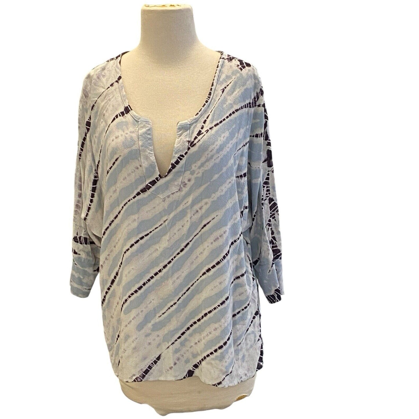 Size Small Hard Tail Forever Boho Tie Dye Tunic Top Blue EUC Horizontal Stripe