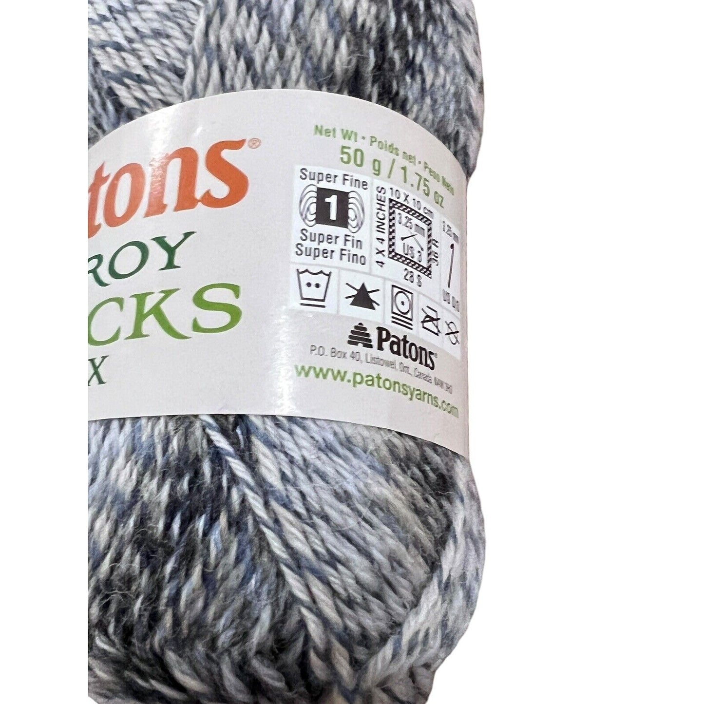2 Skeins Patons Kroy Sock Yarn Jacquards 75% Wool 25% Nylon Clay Color Blue Gray