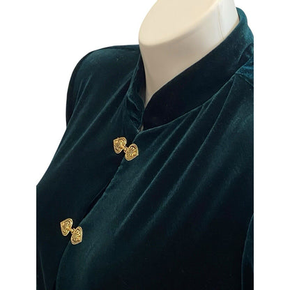 Vintage 90s R&M Richards Size 18 Hunter Green Velveteen Velour Jacket Holiday