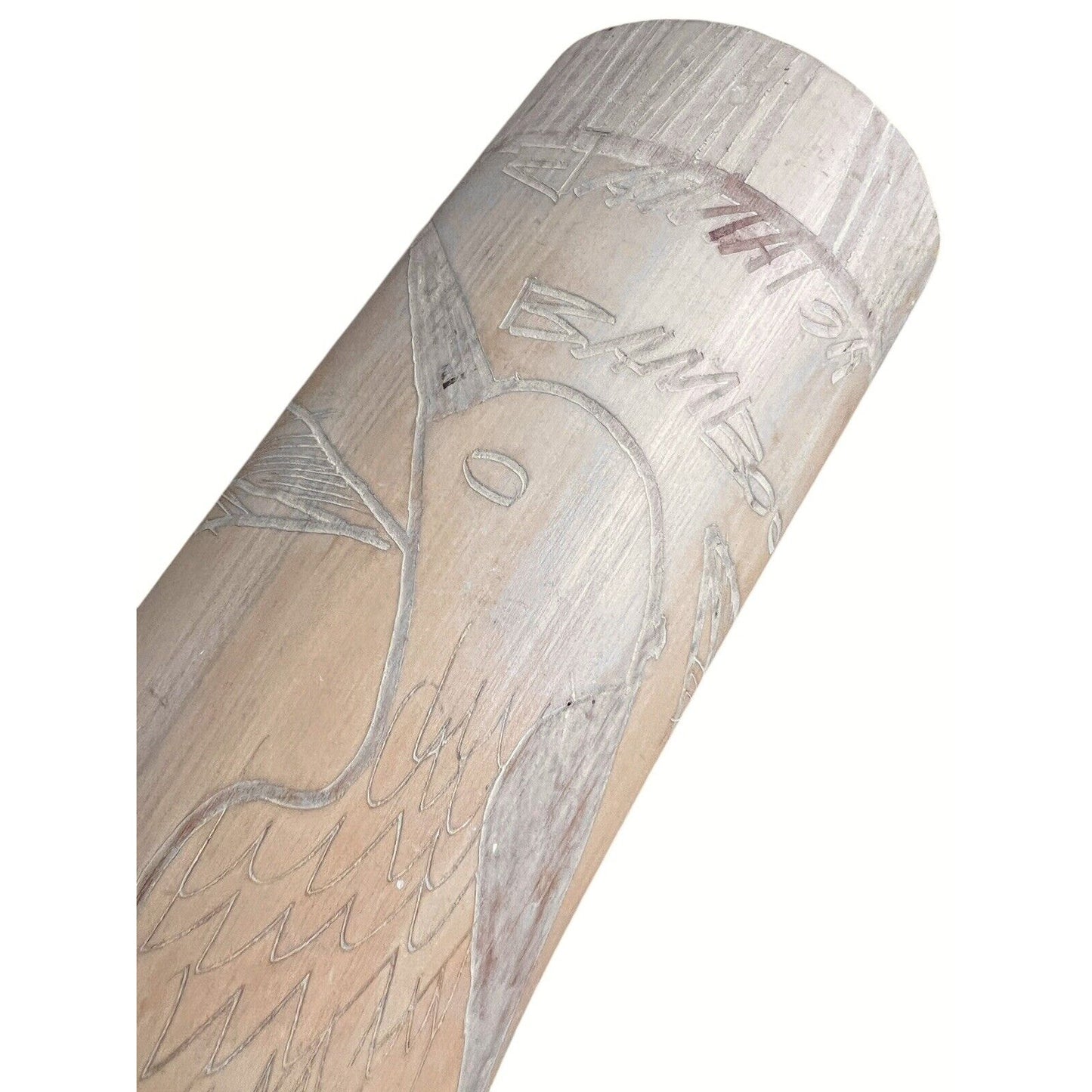 LARGE Vintage Hand Carved Wooden Bamboo Dry Flower Vase 8” Natural