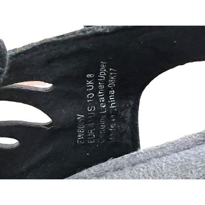 AETREX Women's Giselle Black Leather Lace Up Wedge Sandals Cut Outs Sz 10/41