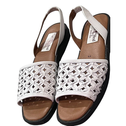 Duck Head Women's White Leather Open Weave Slingbacks 7N Resort Wear