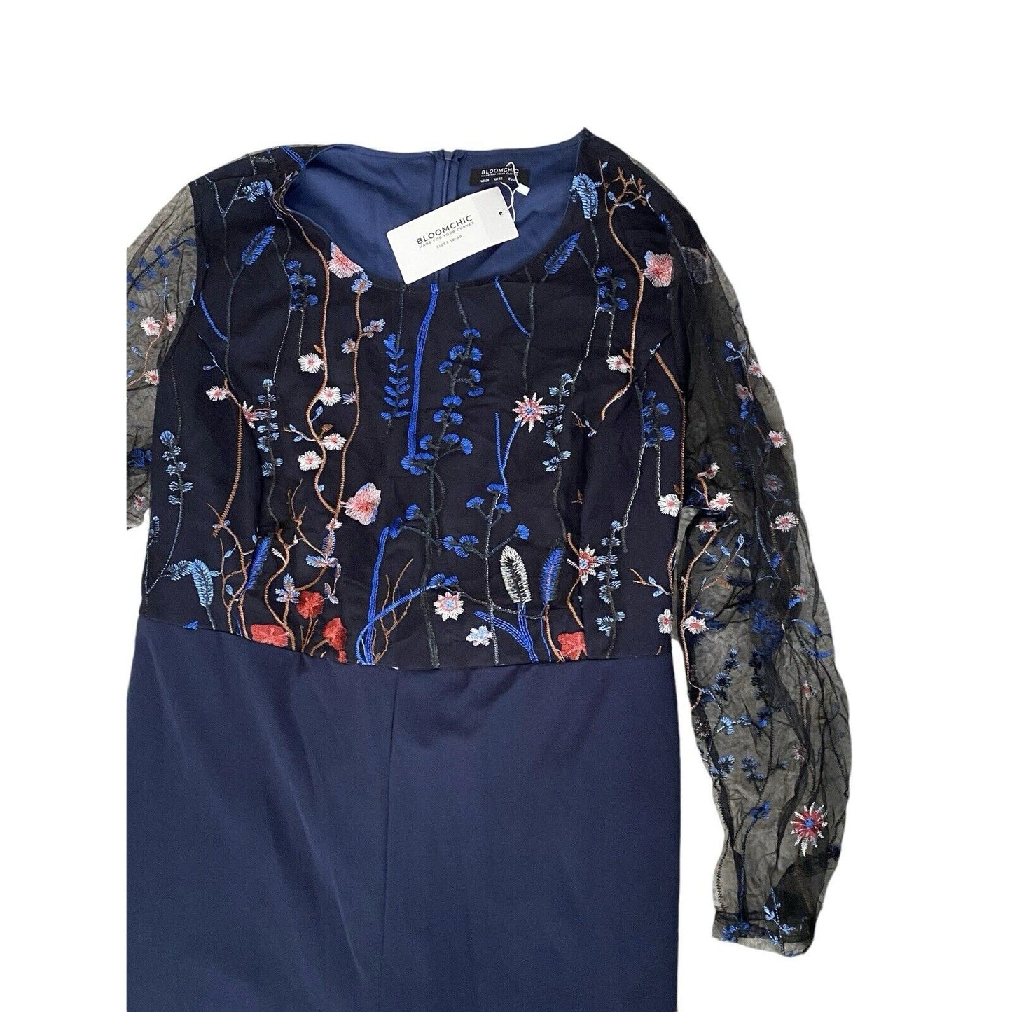 Size 28W Bloomchic Romper Jumpsuit Formal Embroidered Navy Floral NWT