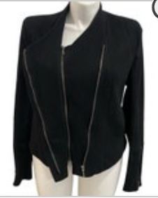 XXL Blank NYC Womens Moto Style Jacket Black Zipper Cotton Blend Asymmetrical