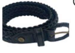 Size Large Black Woven Leather Belt Men’s Brass Leather Covered Buckle Preppy