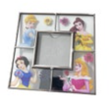 Disney Princess Glass Photo Frame Belle Cinderella Snow White Aurora Flowers