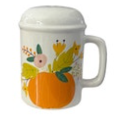 VTG Pumpkin Floral Ceramic Shaker Handle 3.5” Tall Read