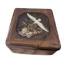 Resin Seashell Beach Jewelry Trinket Lidded Box Vintage Seagull Coastal 70’s