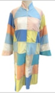 Vintage Patchwork Quilt Bathrobe Housecoat Handmade Pastel Granny Core