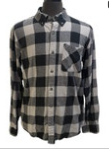 Magellan Mens Large Gray And Black Plaid Long Sleeve Flannel Button Down Shirt