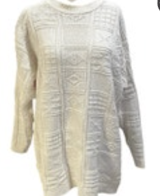 VTG Eddie Bauer Womens Sweater Sz Large Cream Oversized Chunky USA
