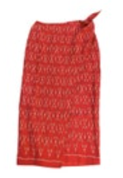 Y2K Lauren Ralph Lauren Silk Linen Wrap MIDI Skirt 10 Red Womens Preppy Cowgirl