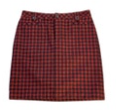 Eddie Bauer Checked Wool Blend Skirt Red Size 12T Front Zip Lined