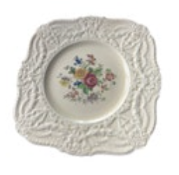 Royal Cauldon Flower Floral Luncheon Plate Square Vintage Embossed Numbered