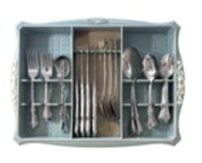 Oneidacraft Stainless Flatware CHATEAU 54 PIECES with Blue Plastic Original Tray