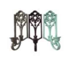 Vintage HOMCO 3 Pc Painted Wall Sconce Set 4229 Candle Holders Hollywood Regency