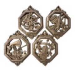 4 VTG Homco Syroco Music Wall Plaque Decor Set Baroque Harp Violin Horn Flute