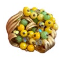 Vintage Kramer Yellow Green Flower Brooch Pin Signed floral Spring Easter 1.75”