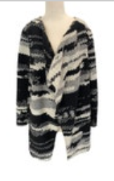 M Anthropologie Guest Editor Black White Gray Open Cardigan Cape Jacket