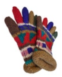 Woolen Gloves Handmade Multicolor Rolled Cuff Wool