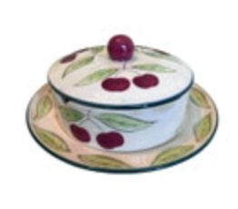 Vintage 1950’s Cherry Jam Jelly Divided Dish Lidded Japan Slotted