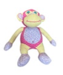 Whimsical Patchwork Large Monkey Plush Stuffed Toy Floral Polka Dot 17”