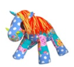 Whimsical Patchwork Large Horse Plush Stuffed Toy Floral Polka Dot 11” X 17”