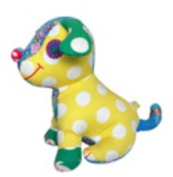 Whimsical Patchwork Large Dog Plush Stuffed Toy Floral Polka Dot 12” Nursery