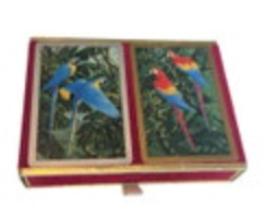 Vintage Congress Tropical Parrots Hawaii Tiki Playing Cards 2 Decks Box Birds