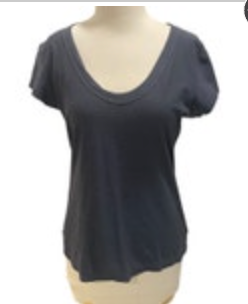 Standard James Perse 3 Large Short Sleeve Crew Neck T Shirt Charcoal Stripe