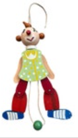 Vintage Sevi Made in Italy Pull String Wooden Jester Clown Nursery Decor