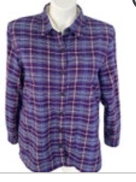 LL Bean L Women’s Purple Plaid Flannel Fleece Lined Shirt Sherpa Jacket Shacket