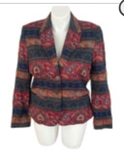 Napa Valley Womens VINTAGE 2-button Blazer Jacket Floral Embroidered Size 16
