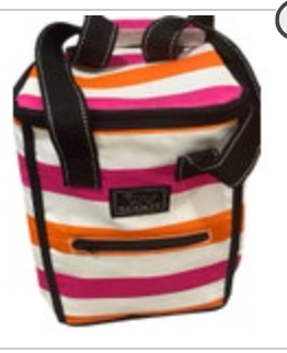 Scout Large Lunch Box Pink Orange Striped Cooler Insulated Strap