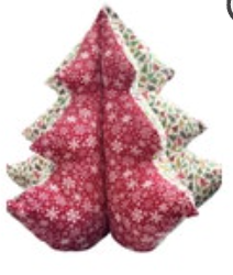 Vintage 3D Stuffed Fabric Christmas Tree Hand Crafted 18” X 18” Snowflakes