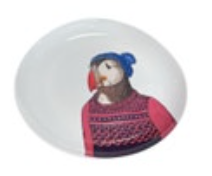 West Elm + Rachel Kozlowski Dapper Animal Plate Winter Puffin 8.75”