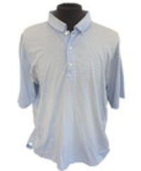 Vintage Peter Millar Polo Shirt Mens XL Blue Striped Short Sleeve Golf