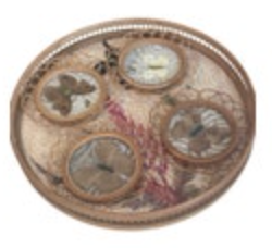 5 Piece Bamboo Pressed Real Butterfly Tray & Coaster Set 1970s Vintage Boho Lace