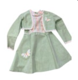 Vintage RUTH OF CAROLINA Party Dress Size 5 With Jacket Mint Green W/ Butterfly