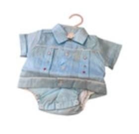 Vintage Cradle Togs Blue Bow tie 2 Pc Little Boys Outfit Size 0 New Old Stock