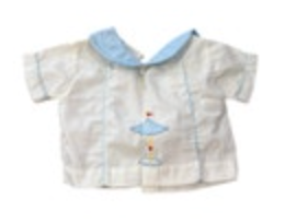 Tiny Tots Baby Boy Shirt Carousel Collared Infant White Blue Button Vintage