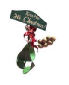 Fabulous Kiss Me It's Christmas Dangling Mistletoe Brooch Lapel Pin Vintage