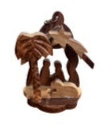 Wood Nativity Ornament The Holy Land Hand Carved 2”