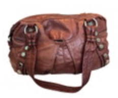 B. Makowsky Large Brown Leather Tote Handbag Croc Embossed Animal Print