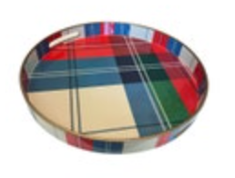 Christmas Holiday Serving Tray Handles Plaid Laminated Ashland Alpine 14.5”