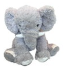 Elephant Gray Plush Sitting 17" with Tusks Large Stuffed Animal 14” Deep So Soft